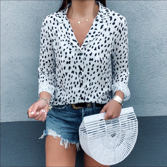 Tops - Size small white and black blouse